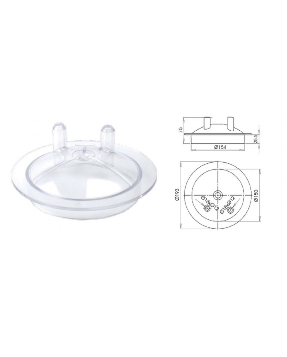 Capac plastic cu 2 iesiri pentru bidon mulgatoare Ø180 MM