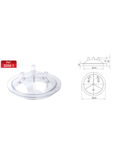 Capac plastic cu 3 iesiri pentru bidon mulgatoare Ø210 MM