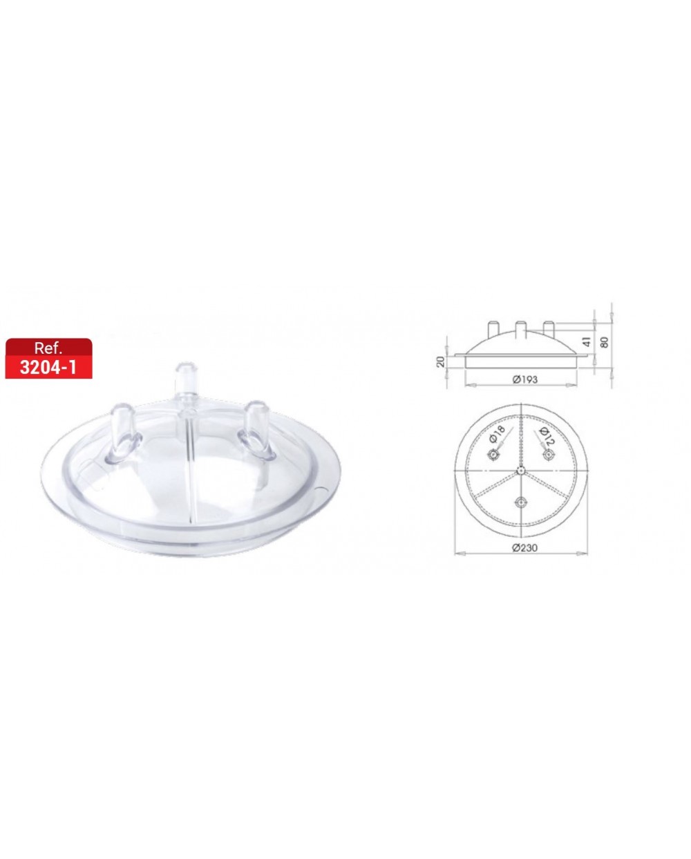 Capac plastic cu 3 iesiri pentru bidon mulgatoare Ø210 MM