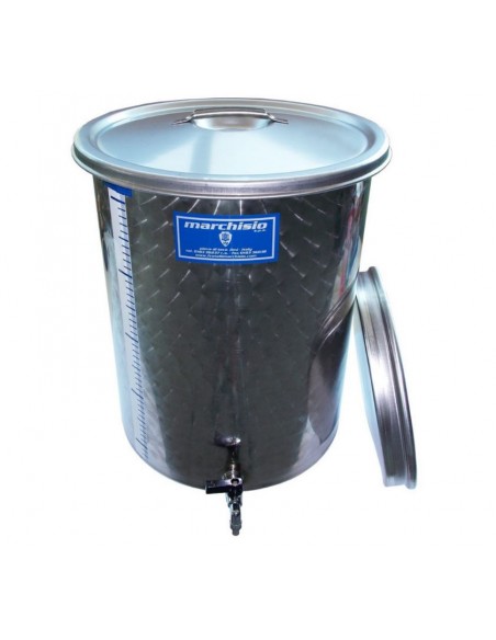 Cisterna inox pentru stocare vin Marchisio SPO, capac antipraf si capac flotant cu ulei de parafina