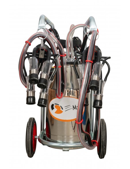 Aparat de muls bovine MELASTY cu cadru galvanizat 2 posturi si 1 bidon inox 40 litri(ULEI)