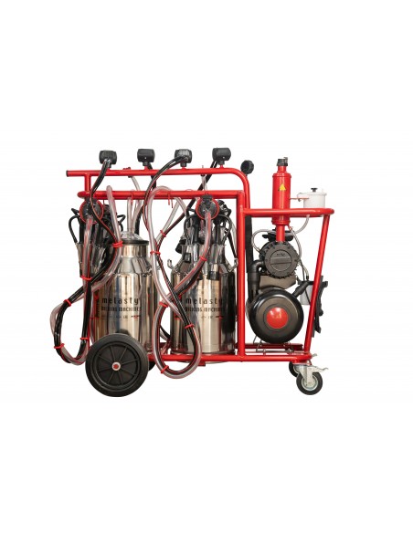 Aparat de muls vaci MELASTY cu 4 posturi, 2 bidoane inox 40 litri