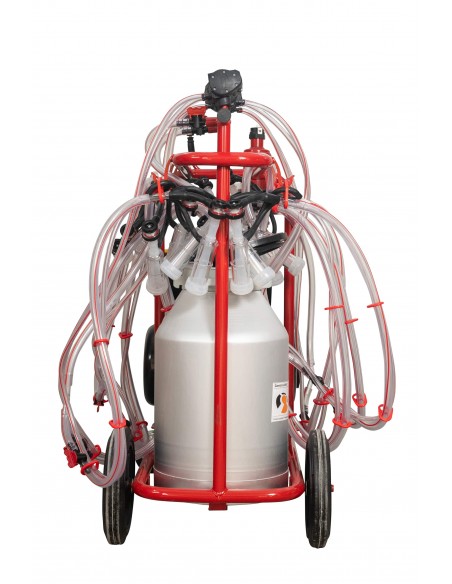 Aparat de muls oi sau capre MELASTY cu 8 posturi, 2 bidoane aluminiu 40 litri