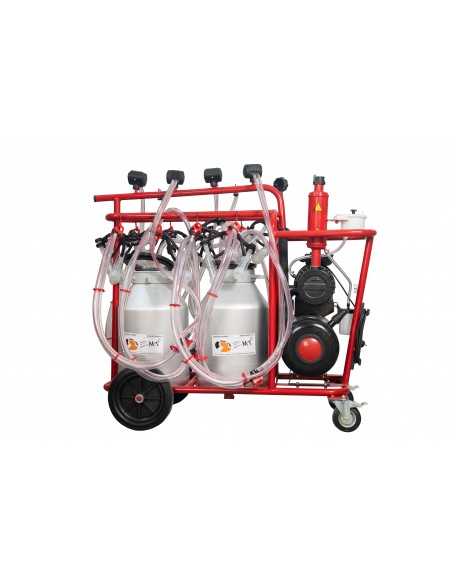 Aparat de muls oi sau capre MELASTY cu 8 posturi, 2 bidoane aluminiu 40 litri