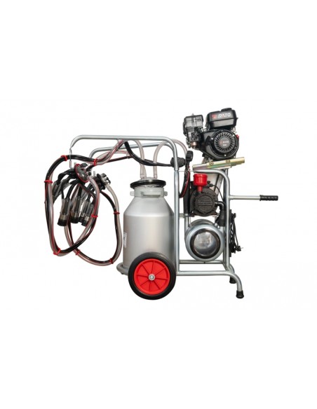 Aparat de muls vaci MELASTY cu motor pe benzina si electric 2 posturi, 1 bidon aluminiu 30 litri