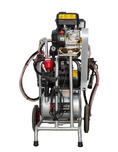 Aparat de muls vaci MELASTY cu motor pe benzina si electric 2 posturi, 1 bidon aluminiu 30 litri