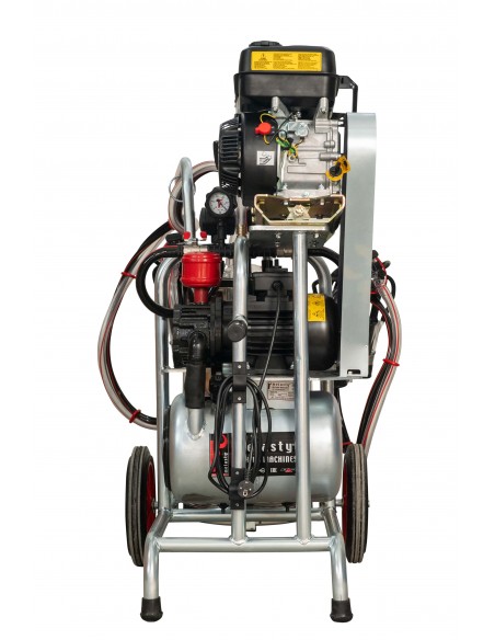 Aparat de muls vaci MELASTY cu motor pe benzina si electric 2 posturi, 1 bidon inox 30 litri