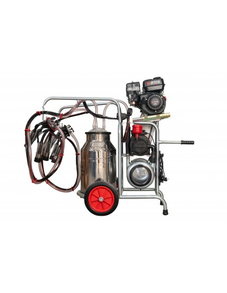 Aparat de muls vaci MELASTY cu motor pe benzina si electric 2 posturi, 1 bidon inox 40 litri