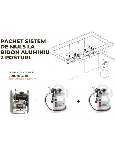 Pachet sistem fix de muls la bidon 2 posturi( bidoane aluminiu 30 L)