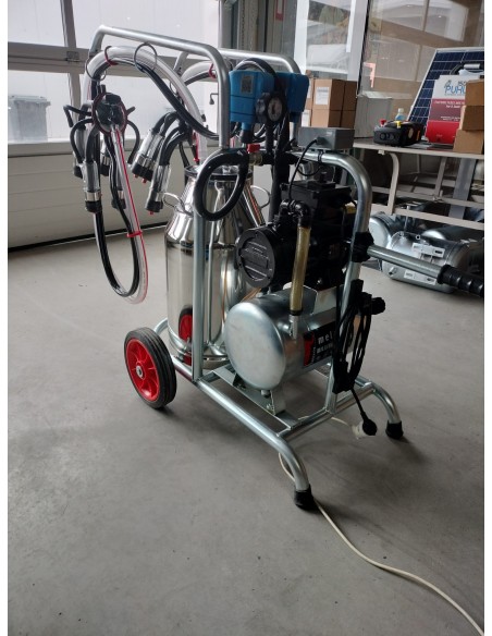 Aparat de muls bovine MELASTY cu cadru galvanizat 2 posturi si 1 bidon inox 40 litri(ULEI- pulsatoare electronice)