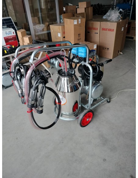 Aparat de muls bovine MELASTY cu cadru galvanizat 2 posturi si 1 bidon inox 40 litri(ULEI- pulsatoare electronice)