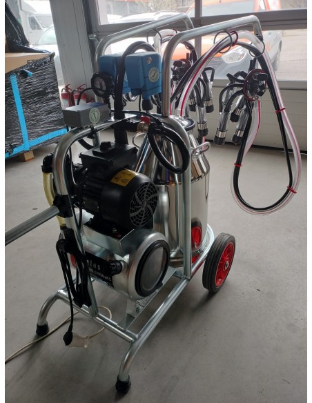 Aparat de muls bovine MELASTY cu cadru galvanizat 2 posturi si 1 bidon inox 40 litri(ULEI- pulsatoare electronice)