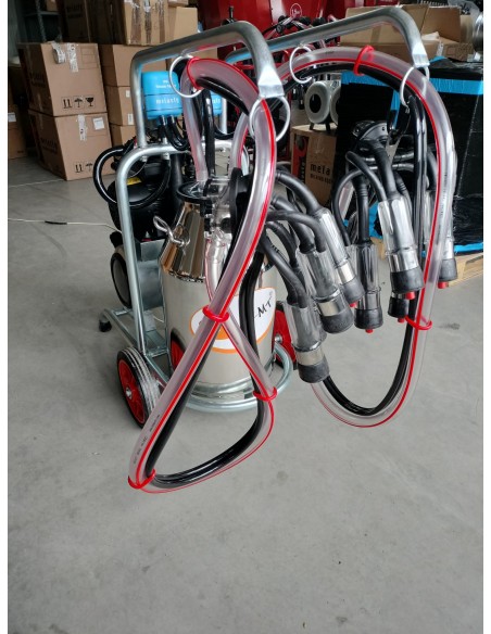 Aparat de muls bovine MELASTY cu cadru galvanizat 2 posturi si 1 bidon inox 40 litri(ULEI- pulsatoare electronice)