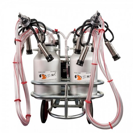 Aparat de muls vaci EMT 2 posturi, 2 bidoane aluminiu 20 litri, sasiu galvanizat