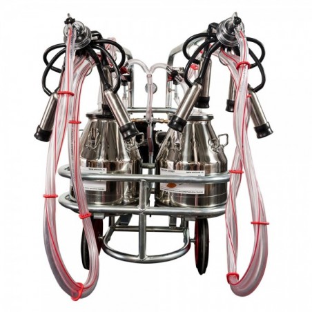 Aparat de muls vaci EMT 2 posturi, 2 bidoane inox 20 litri, sasiu galvanizat