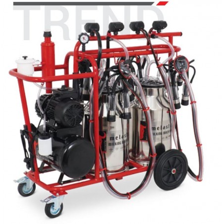 Aparat de muls vaci MELASTY cu 4 posturi, 2 bidoane inox 40 litri